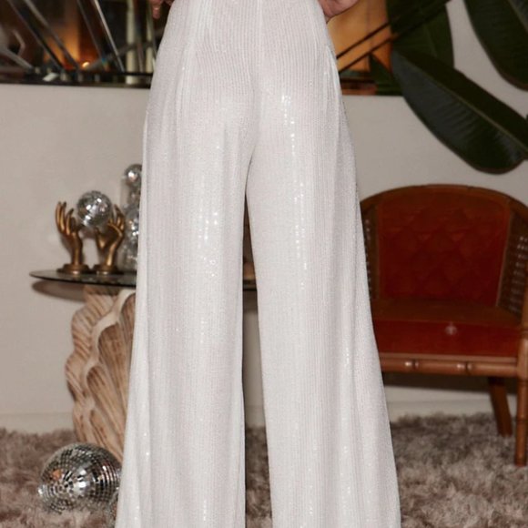 12th Tribe Soiree White Sequin Set - Pants & Top - Picture 4 of 4